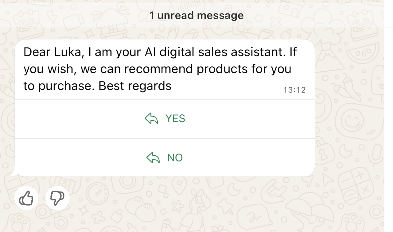 Customer sends WhatsApp message